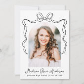 Invitation Élégante Black Vintage Bow Photo Party Graduation (Devant)