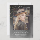 Invitation Elégante Black Watercolor Photo Graduation Party (Devant)