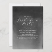 Invitation Elégante Black Watercolor Photo Graduation Party (Dos)