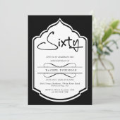 Invitation Élégante Black White 60th Birthday Party (Debout devant)