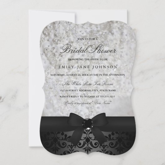 Invitation Elégante Black & White Bow Bridal Showe (Devant)
