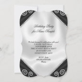 Invitation Elégante Black White Silk Jewel Anniversaire (Dos)