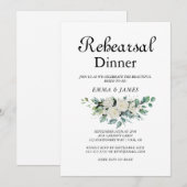 Invitation élégante blanche florale pour dîner de (Devant / Derrière)