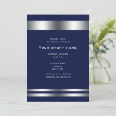 Invitation élégante bleu argent pour soirée dîner (Debout devant)