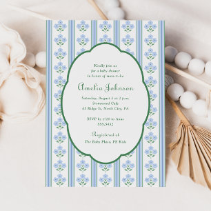 Invitation élégante bleu-vert pour baby shower flo