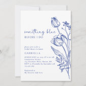Invitation Elégante Bleue Blanc Ligne Art Fête des mariées Fl (Devant)