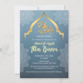 Invitation élégante bleue et or pour Iftar (Devant)