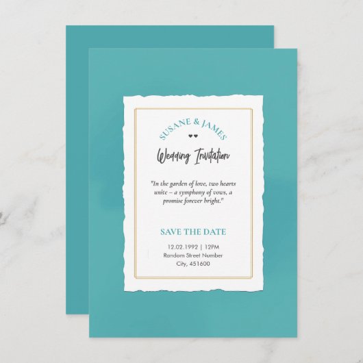 Invitation Élégante Bleue Minimaliste Luxueuse (Devant / Derrière)