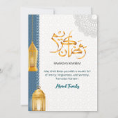 Invitation élégante bleue pour Iftar du Ramadan is (Dos)