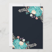 Invitation Elégante Blue Flowers Mariage Floral Navy (Dos)