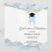 Invitation Élégante Blue Gold Dental Dentist Dentist Gradust (Devant / Derrière)