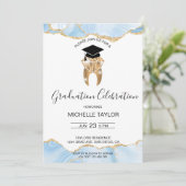 Invitation Élégante Blue Grad Dental Dentist Gradust Party (Debout devant)