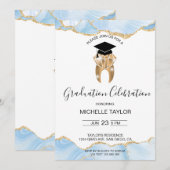 Invitation Élégante Blue Grad Dental Dentist Gradust Party (Devant / Derrière)