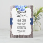 Invitation Elégante Blue Hydrangea Fête des mariées en bois V (Debout devant)