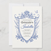 Invitation Elégante Blue Quinceañera 15e Anniversaire (Devant)