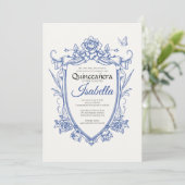 Invitation Elégante Blue Quinceañera 15e Anniversaire (Debout devant)