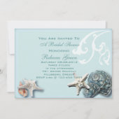 Invitation Elégante BLue Seashells Beach fête de thé de marié (Dos)