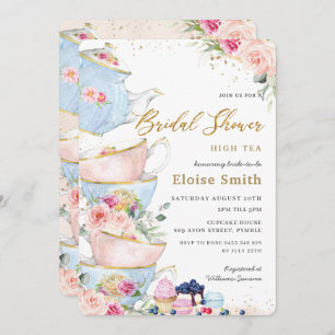 Invitation Elégante Blush Floral High Tea Party Fête des mari
