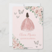 Invitation Elégante Blush Floral Princesse Silver Quinceañera (Dos)