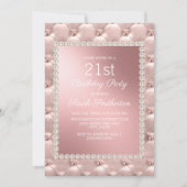 Invitation Élégante Blush Pink Blanc 21ème anniversaire (Devant)