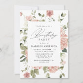 Invitation Elégante Blush Rose Garden Fête d'anniversaire (Devant)