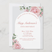 Invitation Elégante Blush Rose Roses 65e fête d'anniversaire (Devant)