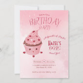 Invitation Élégante Blush rose Sweet Cupcake fête d'anniversa (Devant)