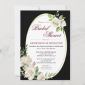 Invitation Elégante Boho Black Floral Fête des mariées or (Devant)