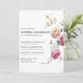 Invitation Elégante Boho Fleur sauvage Floral Fête des mariée (Debout devant)