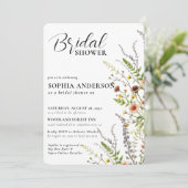 Invitation Elégante Boho Fleur sauvage Floral Fête des mariée (Debout devant)