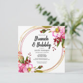 Invitation Elégante Boho Floral Berry Fête des mariées or ros (Debout devant)