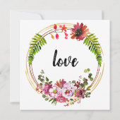 Invitation Elégante Boho Floral Berry Fête des mariées or ros (Dos)