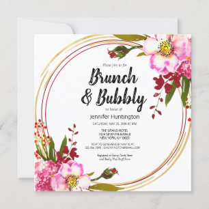 Invitation Elégante Boho Floral Berry Fête des mariées or ros