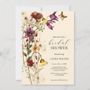 Invitation Elégante Boho Floral Fleurs sauvages Fête des mari