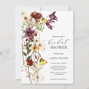 Invitation Elégante Boho Floral Fleurs sauvages Fête des mari