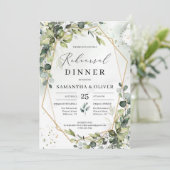 Invitation Élégante boho verdure or répétition géométrique (Debout devant)