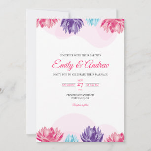 Invitation Élégante bordure de lotus Fleurs aquarelle Mariage
