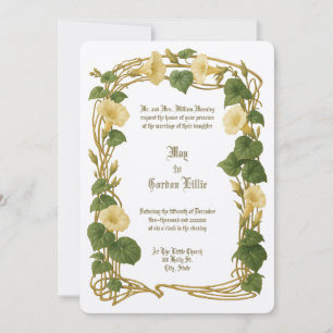 Invitation Élégante bordure florale Art Nouveau pour mariage