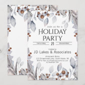 Invitation Elégante Botanique d'hiver Monochrome Fête de Vaca (Devant / Derrière)