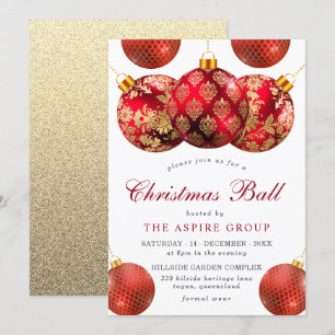 Invitation Élégante Boule de Noël d'entreprise moderne ou fêt
