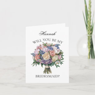 Invitation Elégante Bouquet Purple Bridesmaid Proposition