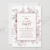 Invitation Elégante Bourgogne 60e anniversaire Floral Line Ar (Devant)