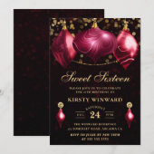 Invitation Élégante Bourgogne Agate hiver Baubles doux 16 (Devant / Derrière)