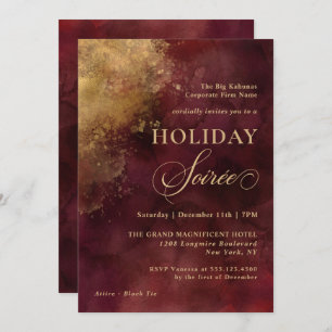 Invitation Elégante Bourgogne et Gold Corporate Holiday Party