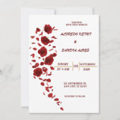 Invitation élégante Bourgogne Fleurs de Crimson Mariage Invit (Devant)