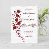 Invitation élégante Bourgogne Fleurs de Crimson Mariage Invit (Debout devant)