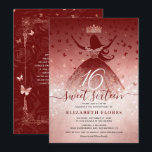 Invitation Elégante Bourgogne Fleurs Rose Gold Sweet 16<br><div class="desc">Unique, élégant do-it-yourself rose or doux 16 invitations qui peuvent être facilement personnalisées pour votre fête d'anniversaire! La main design luxueuse illustrée par Raphaela Wilson présente un mélange sombre de rose pâle et de rouge bordeaux foncé aux accents d'or rose. Parties scintillant papillon confetti, couronne de princesse et autres éléments...</div>