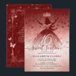 Invitation Elégante Bourgogne Fleurs Rose Gold Sweet 16<br><div class="desc">Unique, élégant do-it-yourself rose or doux 16 invitations qui peuvent être facilement personnalisées pour votre fête d'anniversaire! La main design luxueuse illustrée par Raphaela Wilson présente un mélange sombre de rose pâle et de rouge bordeaux foncé aux accents d'or rose. Parties scintillant papillon confetti, couronne de princesse et autres éléments...</div>