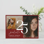 Invitation Élégante Bourgogne Graduation Class 2025 Party (Debout devant)