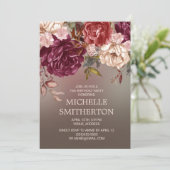 Invitation Elégante Bourgogne ivoire Brown 75e anniversaire (Debout devant)